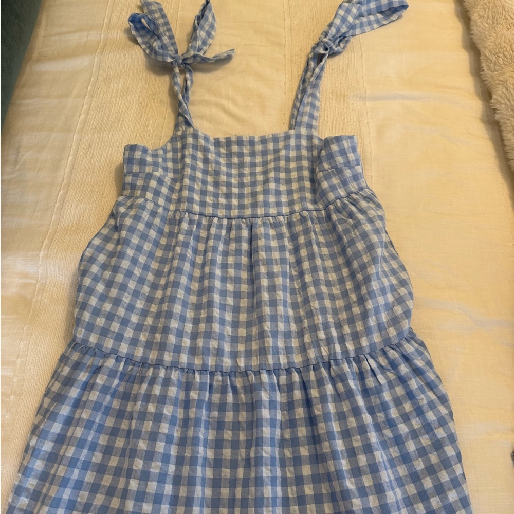 MINKPINK Blue and White Gingham Maxi Dress